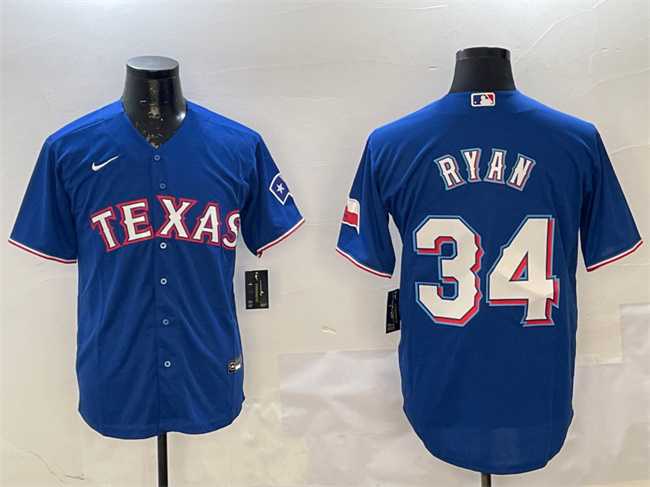Men%27s Texas Rangers #34 Nolan Ryan Royal Cool Base Stitched Jersey